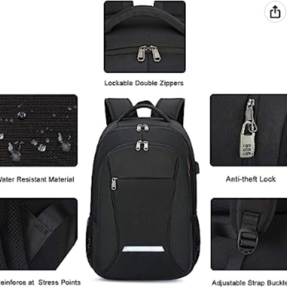 XQXA Backpack for Men,Travel Laptop Backpack with USB Charging/Headphone Port,Du